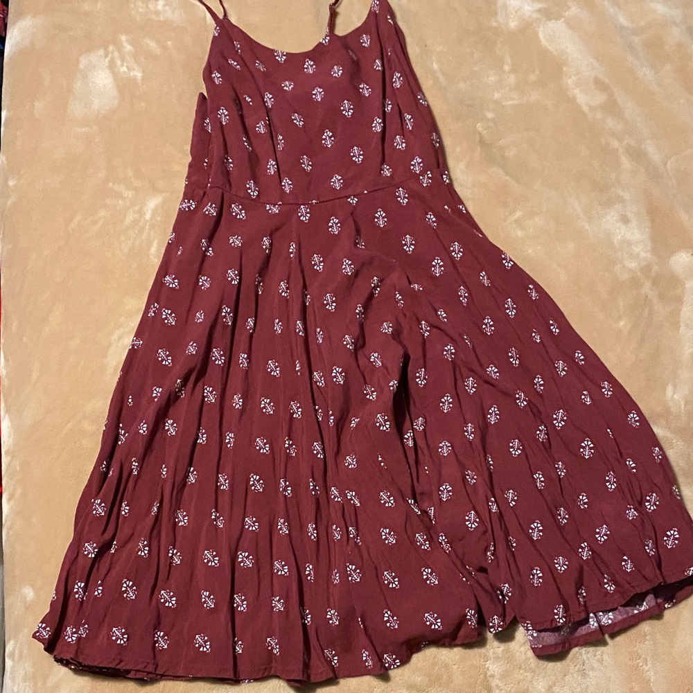 Old Navy Burgundy Floral Midi Dress Sz S